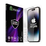 iWishKart® Compatible with Matte Tempered Glass Apple iPhone 14 pro screen protector guard Full Edge to Edge 9H Full Glue FHD with Easy Installation kit (mat i phone14pro)