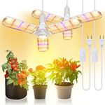 xingruyu 2 Pack 150W LED Grow Light Bulb Foldable Sunlike Full Spectrum Grow Light for Indoor Plants, 414 LEDs Sunlike Plant Light with Power Cord, E27 Plant Lamp for Flowers,Greenhouse Hydroponic