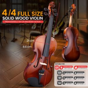 Pyle Full Size Violin Kit – Beginner Instrument with Bow & Case