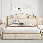 HITHOS King Size Bed Frame with 2 D