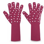 Oven Gloves with Fingers by Beets & Berry, Cooking Gloves Heat Resistant up to 650°F, for Small Hands, Baking Gloves Extra Long, BBQ Glove, Oven Glove, Kitchen Gloves for Oven, Grill Gloves, Maroon