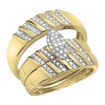 Dazzlingrock Collection 0.40 Carat (ctw) Round Diamond & Wedding Ring Trio Set, 18K Yellow Gold Plated Sterling Silver