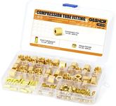 GASHER 100PCS Brass Compression Fitting Kit,Sleeve Ferrules&Insert Tube Support&Ferrule head,1/4" Tube OD