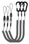 Lix&Rix Coiled Lanyards with Carabiner, Ring and Quick Release Detachable Buckle for Fishing Equipment Keys, Cards, Tools, Black 3pcs