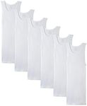 Fruit of the Loom Men's Tag-Free Tank A-Shirt Base Layer Top, 6 Pack - White, XX-Large US