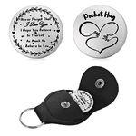 cobee Pocket Hug Token, Encouragement Long Distance Relationship Keepsake Stainless Steel Double Sided Message Engraved Inspirational Pocket Hug Token with Leather Keychain for Men Women(Style-E)