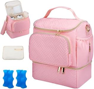 Wearable Breast Pump Bag with Cooler Compartment Compatible with Willow/Elvie/Medela/Momcozy M5/S12 Pro, Breast Milk Cooler Travel Bag with Ice Pack & Mat, Pumping Bag for Work, Pink