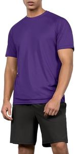 ODODOS Men's Quick Dry Short Sleeve Shirts UPF 50+ Sun Protection SPF Athletic Tops Workout T-Shirts, Purple, XX-Large