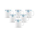 La Opala Diva, Opal Glass Coffee Mug Set Cylinder Medium 6 pcs, Aster Blue, White