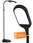 Natural Daylight LED Floor Lamp - 15W LED Craft Light Floor Standing for Reading, Crafting, Sewing - Full Spectrum Bright Sunlight - Adjustable Gooseneck - Task Lamps for Living Room, Bedroom, Office
