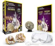 NATIONAL GEOGRAPHIC Break Open 2 Geodes Science Kit – Includes Goggles, Detailed Learning Guide and Display Stand - Great STEM Science gift for Mineralogy and Geology enthusiasts of any age