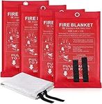 LUXJET Fire Blanket Kitchen, 4 Pack Fiberglass Fire Retardant Blanket Emergency Survival Safety Cover for Kitchen, Survival Gear, Construct, Gas Station, Warehouse