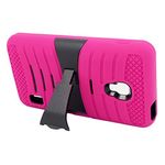 Eagle Cell Hybrid Skin Case with Stand for LG Optimus F6 - Retail Packaging - Hot Pink/Black