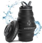 HYDAWAY Collapsible Water Bottle - 17oz I Reusable Water Bottles with Flip Top Lid for Travel, Hiking, Backpacking I Portable & Leakproof, Food-Grade Silicone, BPA Free, Collapse to 1.5”