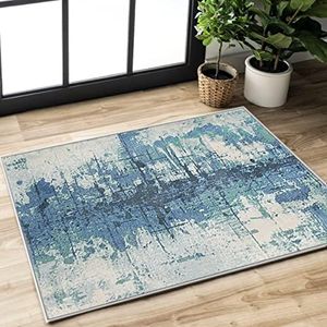 ASIinnsy Area Rugs Abstract Rug Modern Rugs Living Room Non-Slip Short Pile Rug Soft Large Grey Carpet Floor Mat Rugs for Bedroom Dining Room Home Decor (Ink Blue, 80 x120cm)