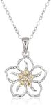 Amazon Collection Sterling Silver Genuine Citrine Flower Pendant Necklace, 18"