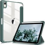 Fintie Hybrid Slim Case for iPad Mini 6 2021 (8.3 Inch) - [Built-in Pencil Holder] Shockproof Cover Clear Transparent Back Shell, Auto Wake/Sleep for iPad Mini 6th Generation, Midnight Green