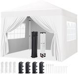 Yaheetech 10x10 Pop Up Canopy with 4 Removable Sidewalls, Portable Enclosed Instant Tent, Waterproof Outdoor Tent, Beach Sun Shelter with 4 Sandbags, 12 Stakes & 4 Ropes, White