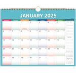 Calendar 2025 - Wall Calendar 2025 with Thick Papaer, 2025 Calendar, Jul. 2024 - Dec. 2025, calendar month to view, Twin-Wire Binding Hanging Hook Large Mixed Color Ruled Blocks