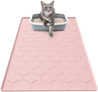 Garoopion Silicone Cat Litter Trapping Mat, Large Waterproof 34" X 22" Cat Litter Box Mat, Easy to Clean, Pink