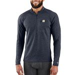 Carhartt mens Force Tech Quarter-zip Thermal Long Sleeve Shirt Base Layer Top, Navy Heather, XX-Large Tall US