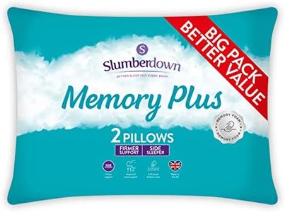 Slumberdown Memory Foam Pillows 2 Pack - Firm Support Side Sleeper Pillows for Neck and Shoulder Pain Relief - Orthopaedic, Supportive, UK Standard Size (38cm x 64cm)