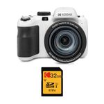 KODAK PIXPRO AZ421 Astro Zoom 16MP Digital Camera with 42x Optical Zoom (White) Bundle with 32GB SD Memory Card and Holster Bag (3 Items)