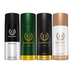 DENVER Hamilton, Imperial, Black code & Caliber Deodorant For Men - 150 ML Each, Pack of 4 | Long Lasting Deodorant Body Spray For Men