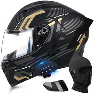 Motorcycle Bluetooth Modular Helmet, DOT Approved Dual Visor Full Face Flip Up Bluetooth Integrated Motorcycle Helmet for Adults Men and Women