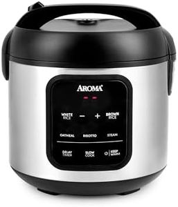 AROMA® Digital Rice Cooker, 4-Cup (Uncooked) / 8-Cup (Cooked), Steamer, Multicooker, Slow Cooker, Oatmeal Cooker, Auto Keep Warm, 2 Qt, Stainless Steel Exterior