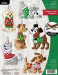 Bucilla Felt Applique 6 Piece Ornament Making Kit, Dogs in Ugly Sweaters, Perfect for DIY Arts and Crafts, 89295E