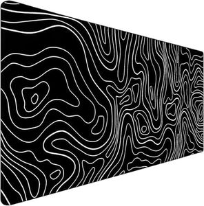 Large Mouse Pad, Big Desk Mat Large Office Desk Pad, Durable Extended Mouse Mat 35.4"x15.7" Mousepad with Non-Slip Rubber Base & Stitched Edge for Home Office Work, White Line