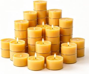 Crenovo 48 Pack Beeswax Tea Lights, 8-Hour Long Burning Tealight Candles, Ideal for Dinners Meditation Home Decor Tea Candles