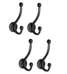 GHAR DWAR Metal Wall Hooks Hanging Clothes Hat Coat Robe Hangers Metal Single Hook Door Hook Wall Mounted Single Hook Hanger ooks for Coat, Scarf, Bag, Towel, Key, (Pack of 4, Simple)