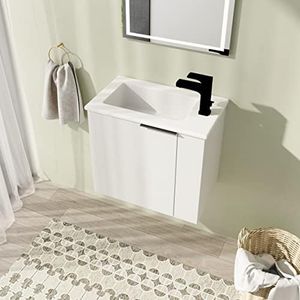 22" Bathroom Vanity with Sink, 22 Inch Floating Bathroom Vanity for Small Space, Modern Bathroom Vanity, White Wall Mounted Cabinet Set（002）