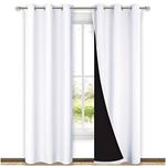 NICETOWN White Blackout Curtains 84 inches Long, Full Light Blocking Drapes with Black Liner for Nursery, Thermal Insulated Draperies for Hall, Villa (2 Pieces, 42 inches Wide Each Panel, Pure White)