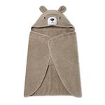 MORI Unisex Hooded Bear Towel Taupe Organic Cotton Absorbent Quick Drying Lightweight 100x88cm for Infants Durable Comfortable Blanket Ideal for Bathing Home or Travel