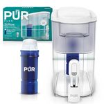 PUR Plus 30-Cup Water Filter Dispenser with 1 Lead-Reducing PUR Plus Filter, Dishwasher Safe, Powerful Filtration, Large Capacity with Slim, Space-Saving Design, White (DS1811Z)