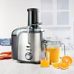 Borosil Primus Plus Juicer, 800 W, Stainless Steel Centrifugal Juicer, 1.1 L Juice Jug, 75 mm Feed Chute, Black