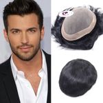 Glorious Hub 8x6 COMFORT Monofilament Hair Patch for Men 100% Human Hair Wigs Original for Men Durable Hair Toupee Non Surgical Hair Replacement System for Men that can be used with Hair Patch Clips, Glue or Tape Natural Brown Hair