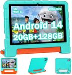 2024 Newest Kids Tablet 10 inch Android 14 Tablets for Kids Octa-Core, 20GB+128GB (TF 1TB), Tablet with Shockproof, 2.4G+5G WiFi 6, Parental Control, Face Unlocked,Split-Screen (Green)