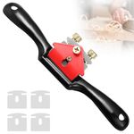 FORYNXHWIN 9” Adjustable Spokeshave,Metal Blade Wood Working Hand Tool Perfect for Wood Craft, Wood Craver with 4Pcs Replacement Blades