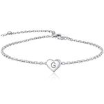 ChainsPro Charm Bracelets for Womens Silver Bracelet for Women Heart Bracelet Initial Bracelet Gifts for Women Girlfriend Wife Mother Mom Aunt