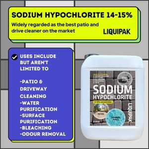 Liquipak Sodium Hypochlorite Patio Cleaner 2x5L – 14-15% Extra Strong Bleach