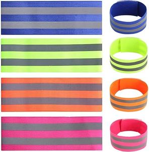 8 Pcs Reflective Arm Band for Running, High Vis Straps for Women and Men, High Visibility Running Gear Belt Strap Accessories for Outdoor Sports Night Running Cycling Jogging Safety