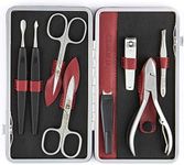 ZOHL Luxury Manicure & Pedicure Set Venetta L - 8 Professional Nail Tools in Red Framed Leather Case - Made in Germany