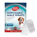 Simple Solution Disposable Dog Diapers Wraps for Male Dogs, True Fit, Absorbent, Leak Proof with Wetness Indicator, Puppy and Doggie Diaper for Peeing, For Small Pets, 12 – 19 Inch Waist, 30 Count