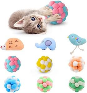 Paw Paw Babe 9 Pcs Cat Balls & Catnip Toys Set - Cartoon Fuzzy Balls, Soft & Lightweight - Kittens Chewing, Kicker Toys - Cat Toys for Indoor Cats - Kitten & Cat Accessories - Pack of 9
