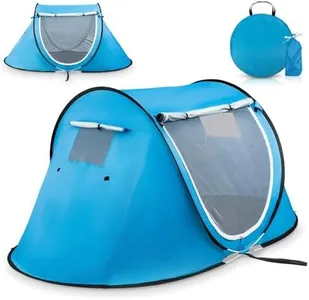 Abco Pop-Up Tent and Automatic Instant Portable Cabana Beach, Pop Up Tents for Camping, Small Tent - For 2 People - 2 Doors - Water-Resistant, UV Protection Sun Shelter with Carrying Bag (Sky Blue)