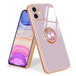 Urarssa for iPhone 11 Phone Case Magnetic Ring Holder 360 Degree with Rotation Finger Car Holder Shockproof Case Cover for iPhone 11-Light Purple